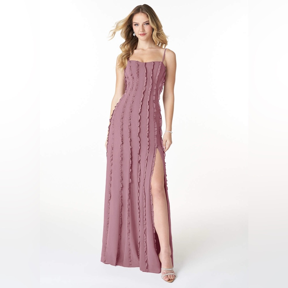Azazie Lizz- Vintage Mauve Chiffon Dress
